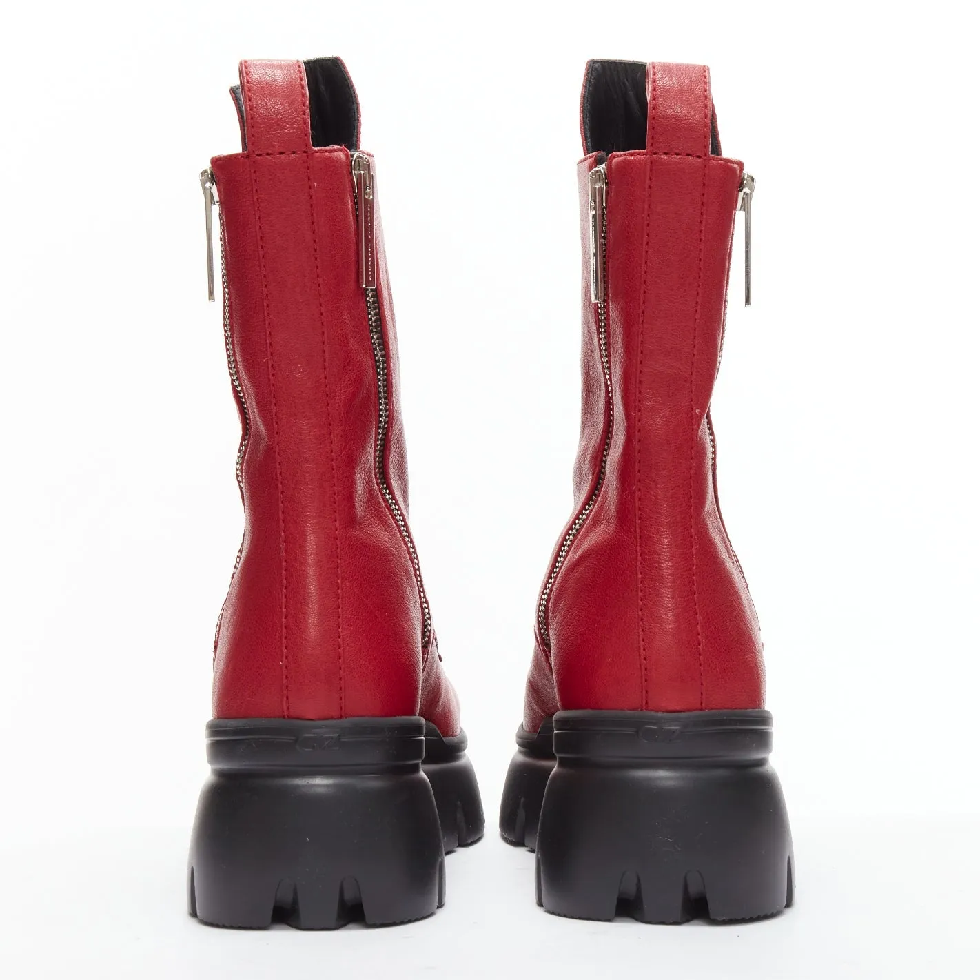 GIUSEPPE ZANOTTI Apocalypse red leather side zip combat boots EU39
