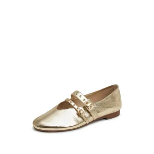 Gold Metallic Strappy Ballet Flats