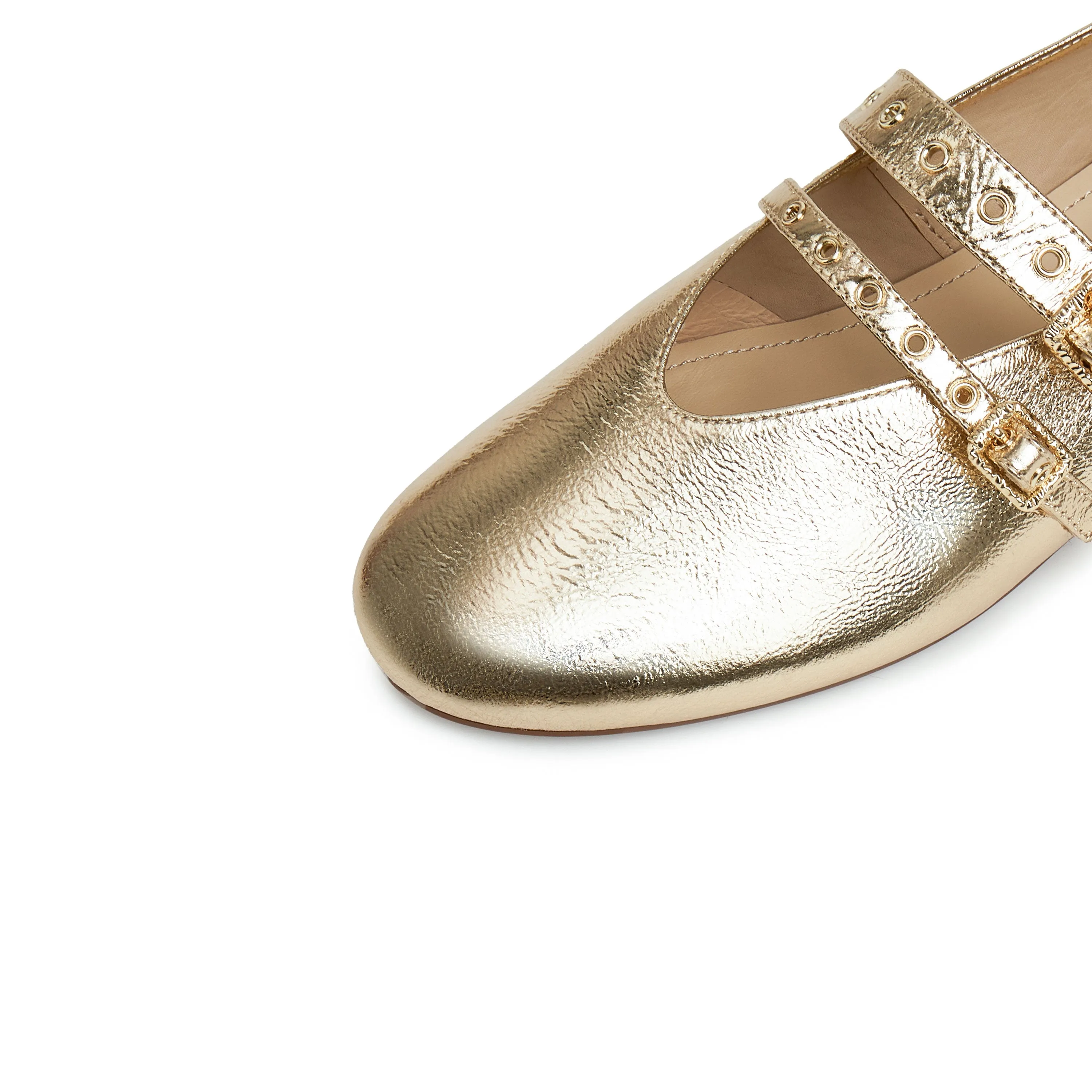 Gold Metallic Strappy Ballet Flats