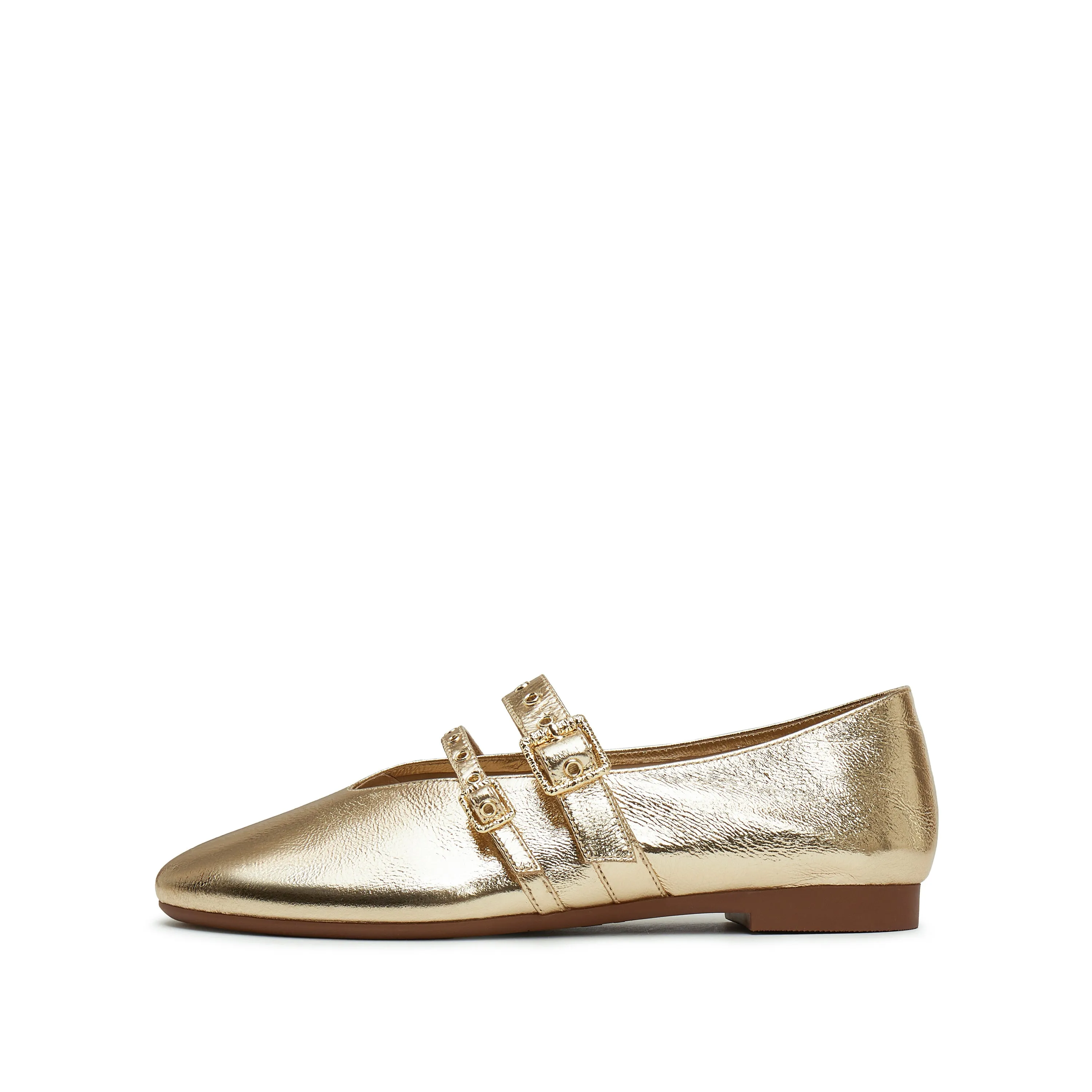 Gold Metallic Strappy Ballet Flats