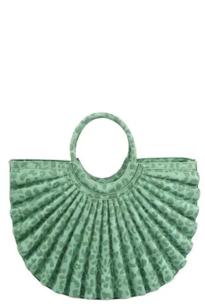 Green Leopard Printed Pleated Half Moon Satchel