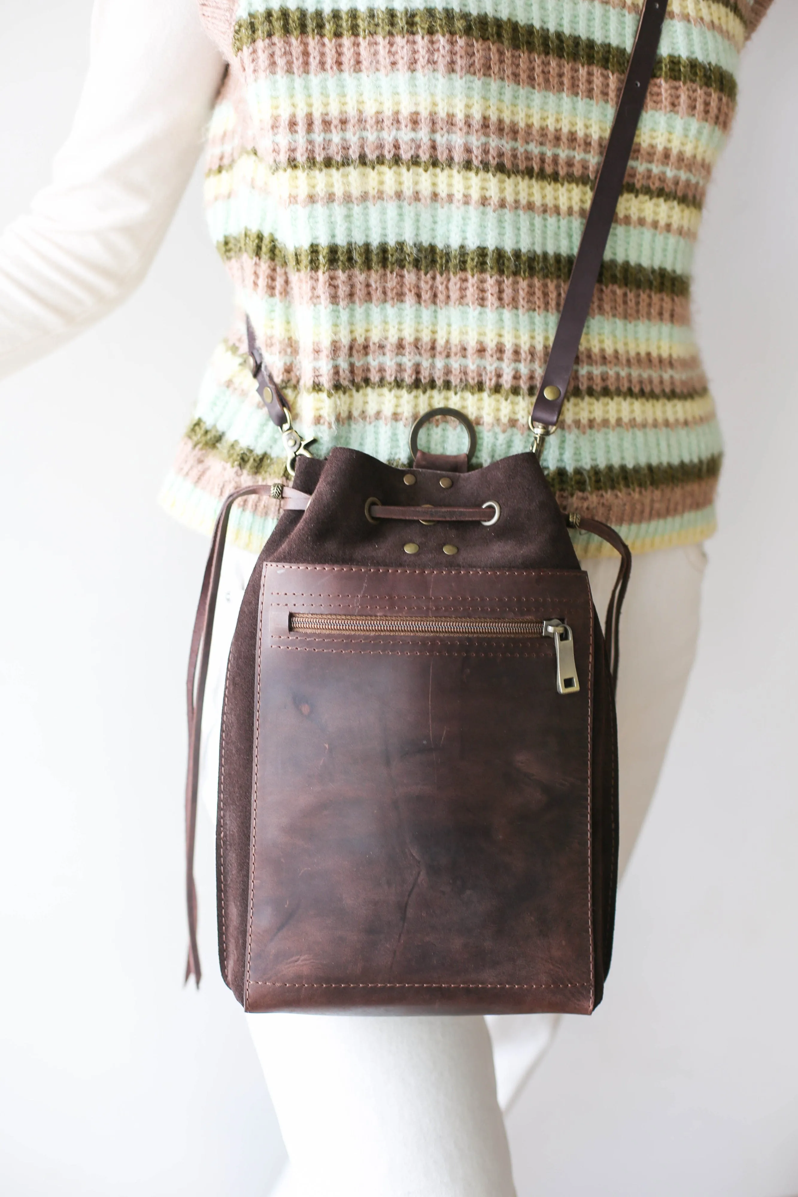 Grizzly Brown Leather Backpack Purse