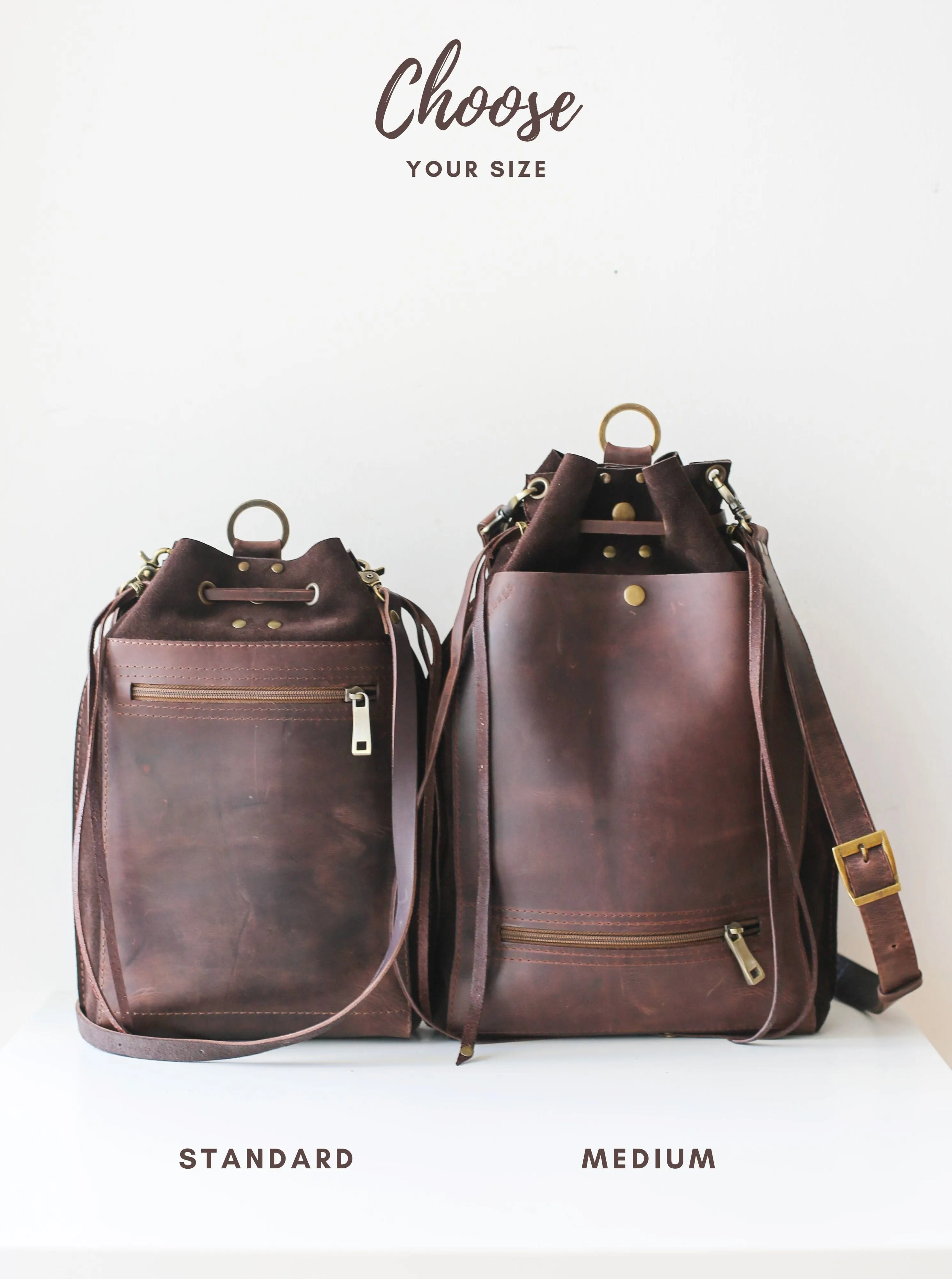 Grizzly Brown Leather Backpack Purse