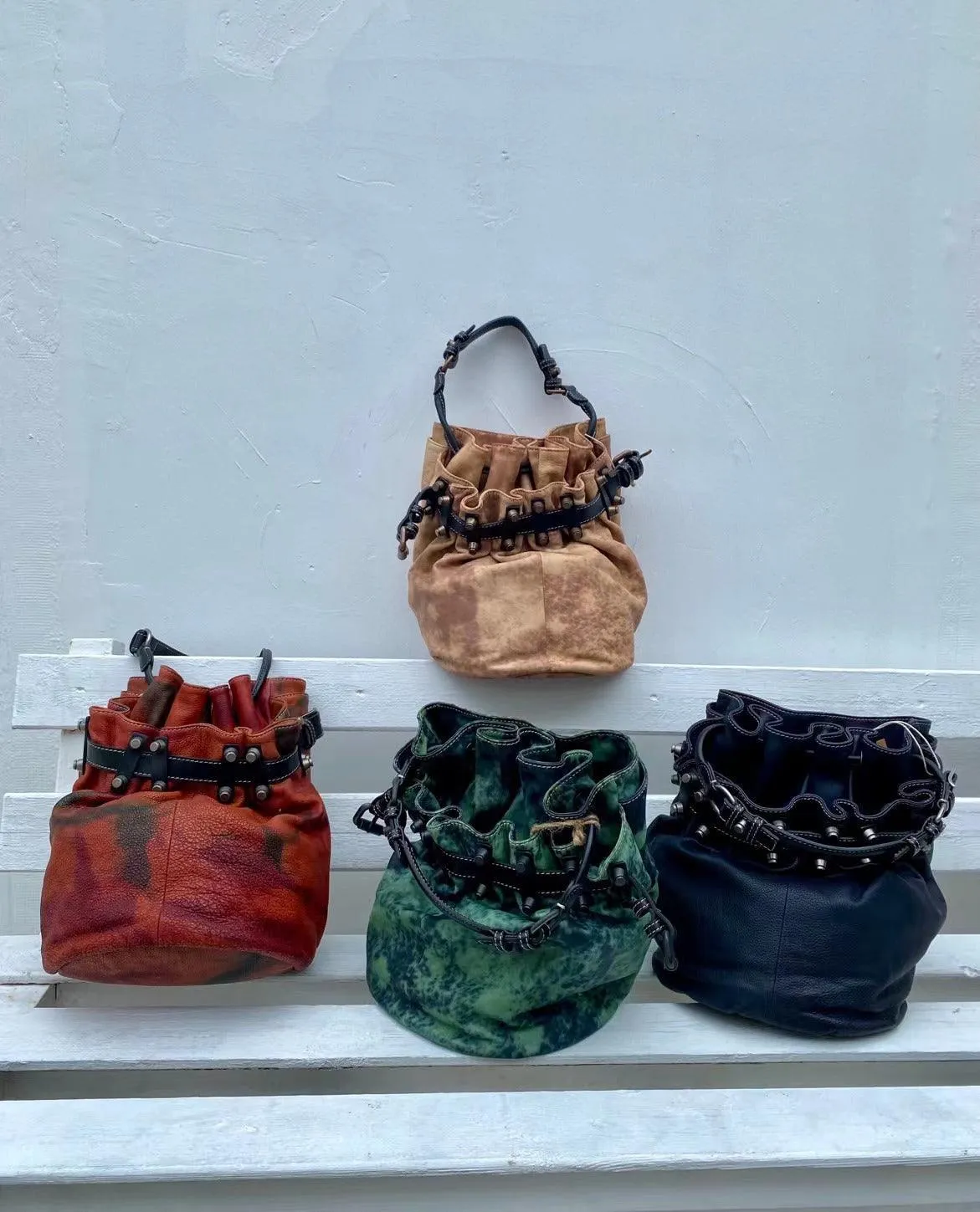 Handcrafted Bohemian Vintage Italian Leather Drawstring Bucket Shoulder Bag | A Perfect Gift for Her