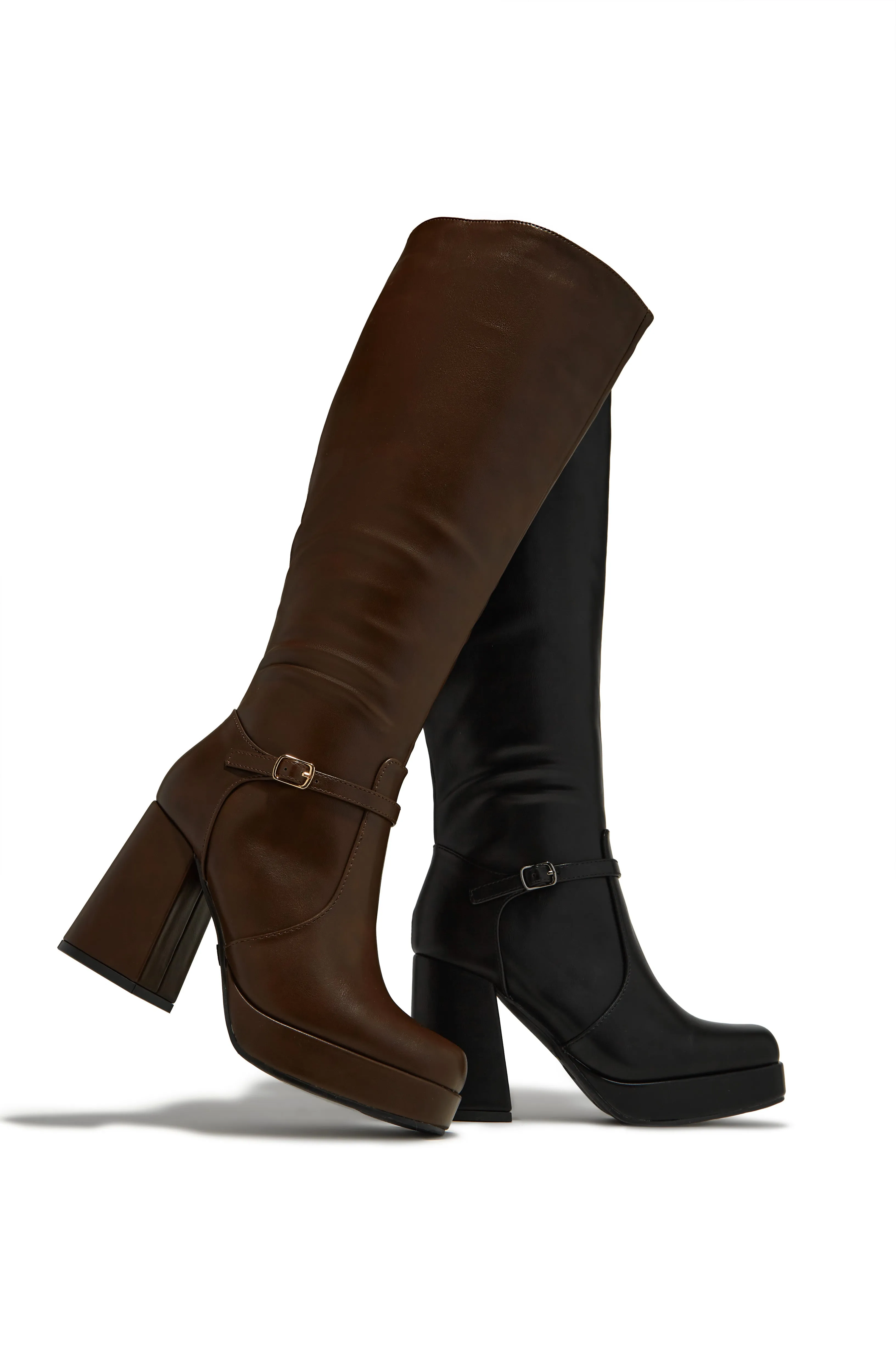 Hazelle Platform Block Heel Boots - Black