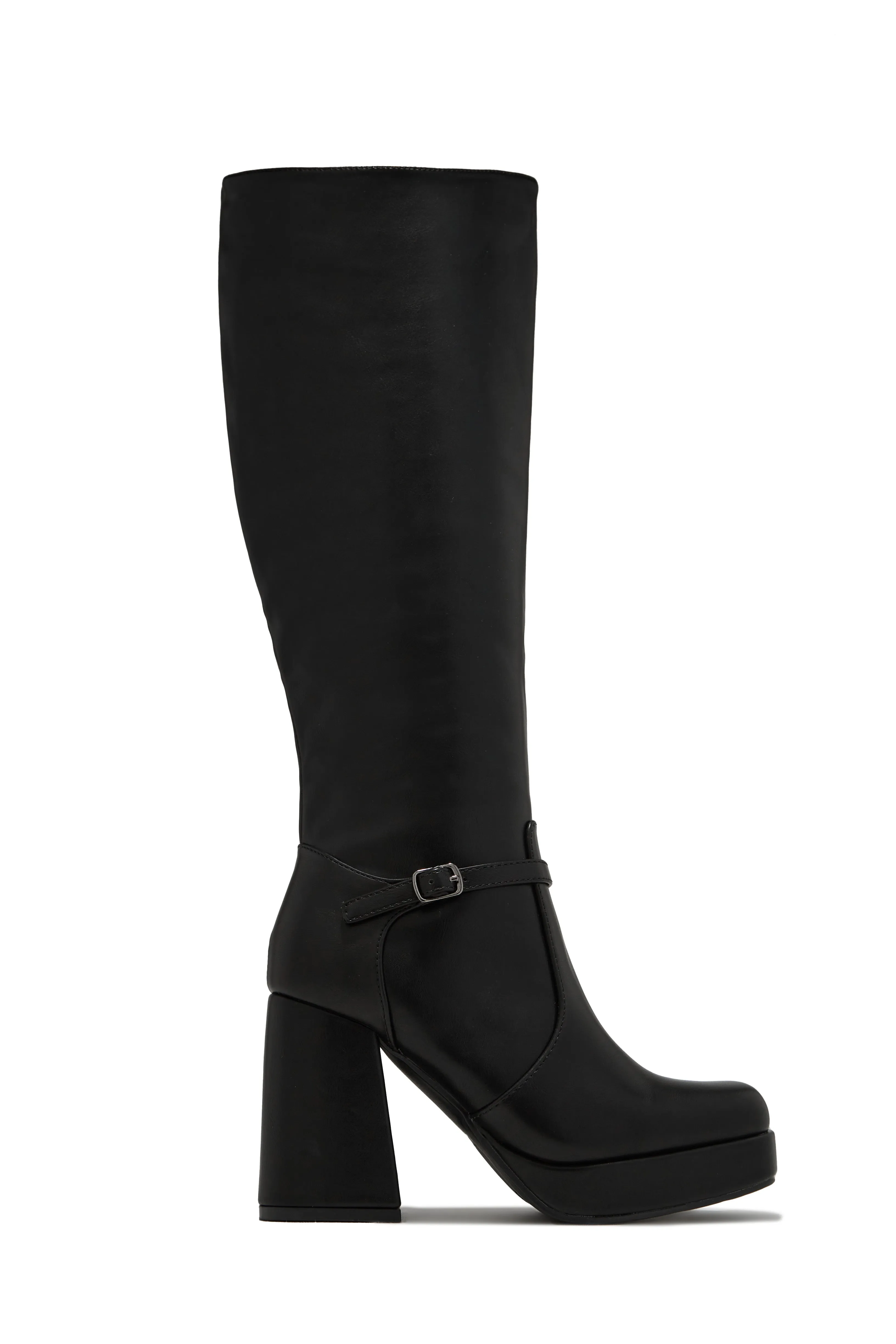 Hazelle Platform Block Heel Boots - Black