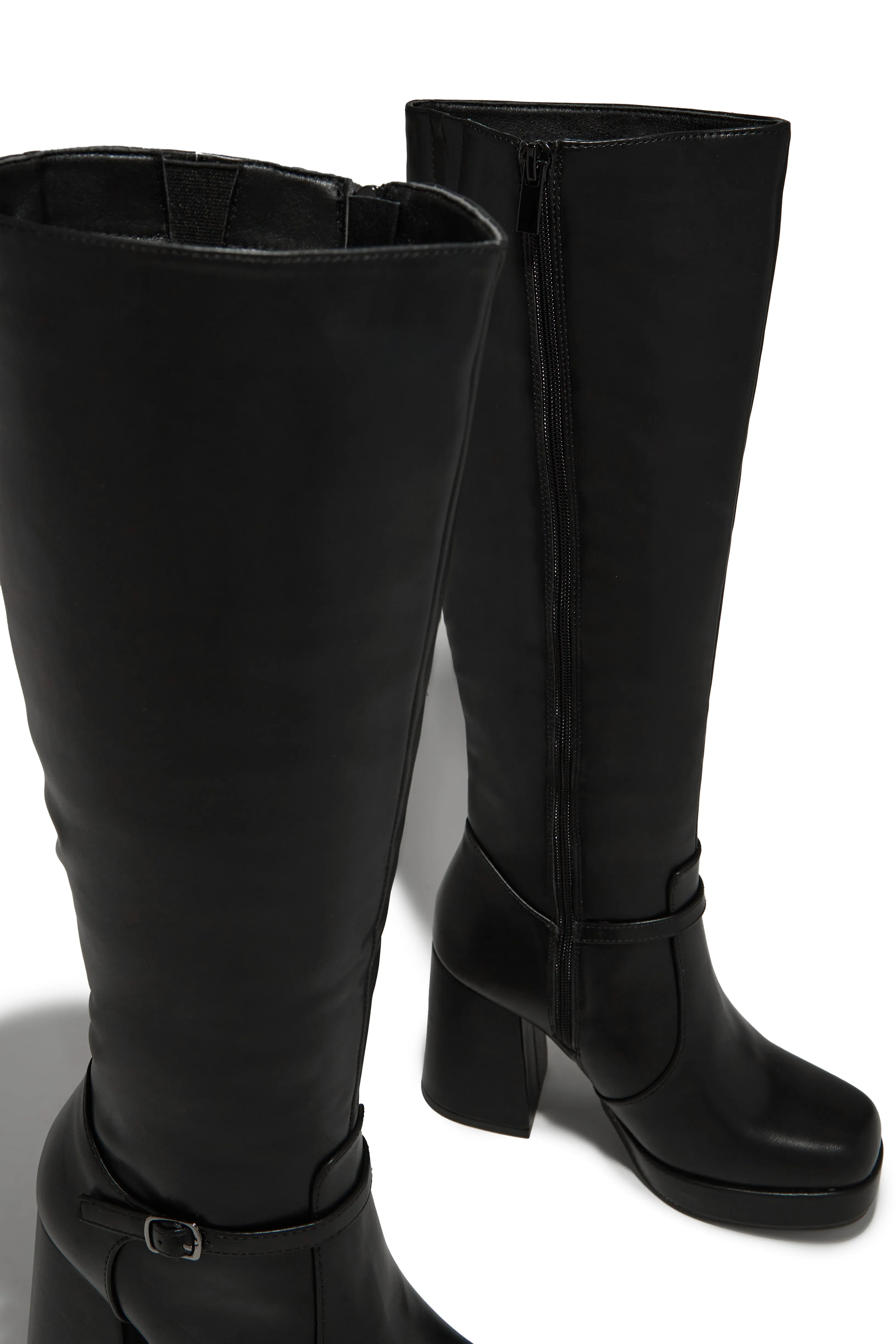 Hazelle Platform Block Heel Boots - Black