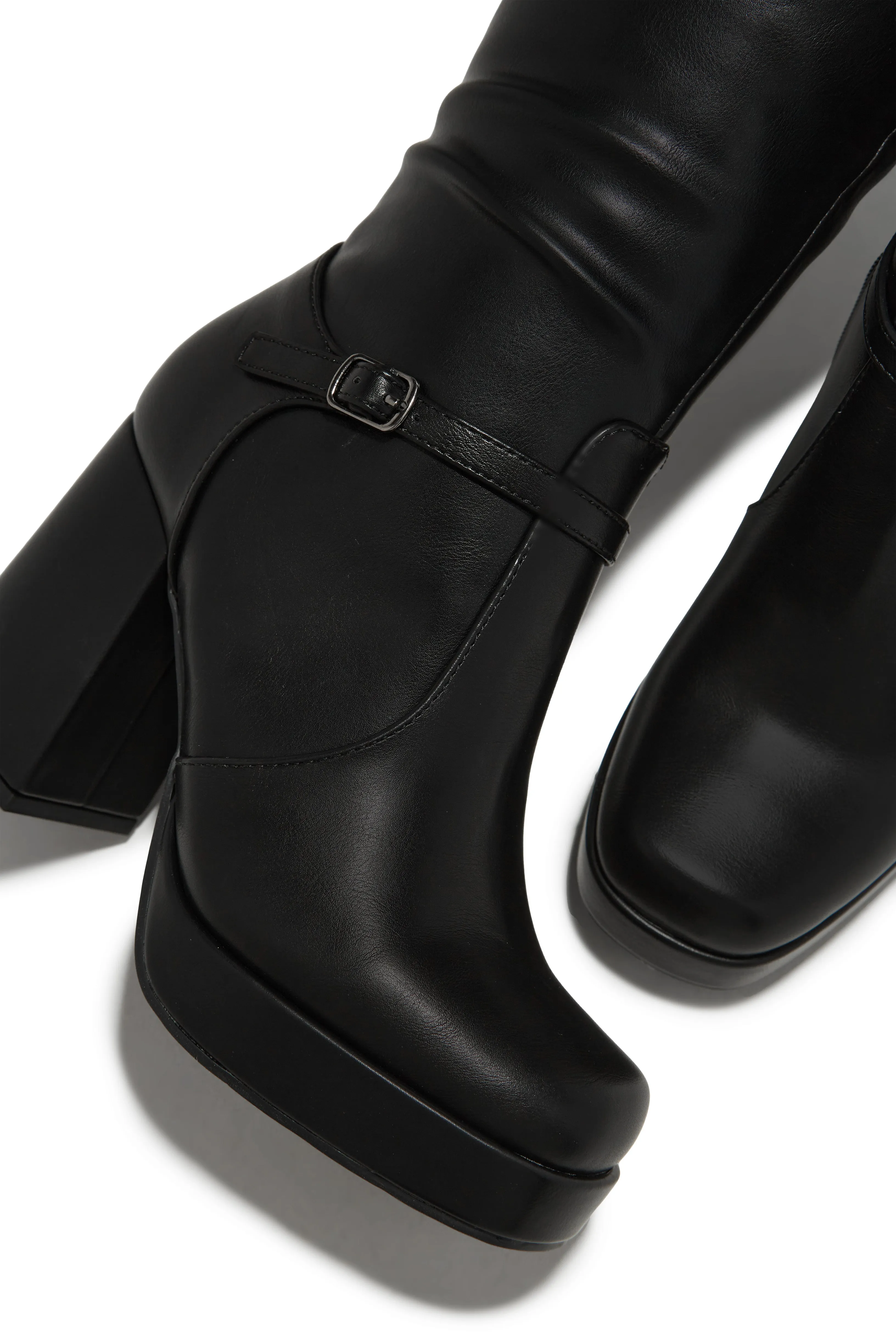 Hazelle Platform Block Heel Boots - Black