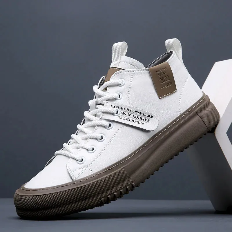 High Top Mens Fashion Casual Shoes Luxury Brand White Sneakers