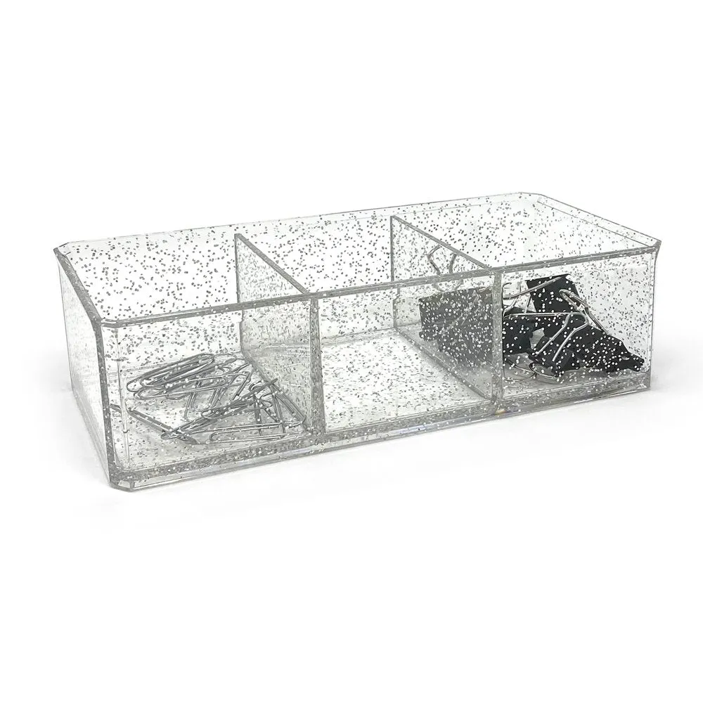 Isaac Jacobs Clear Acrylic 3-Section Organizer- Three Compartment Drawer Tray and Storage Solution for Office, Bathroom, Kitchen, Supplies, and More