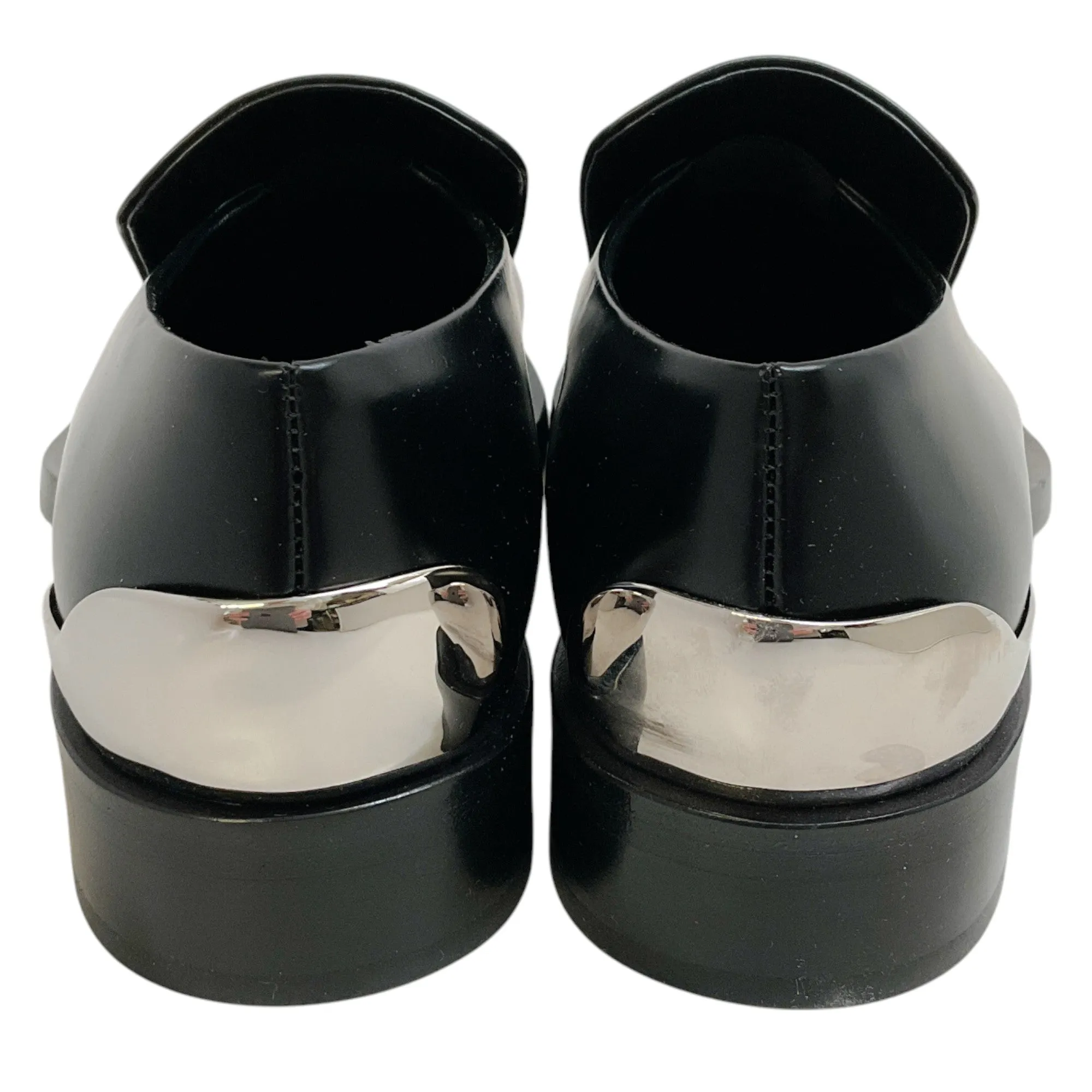 Jil Sander Black Box Leather Loafers with Silver Detail
