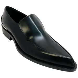 Jil Sander Black Box Leather Loafers with Silver Detail