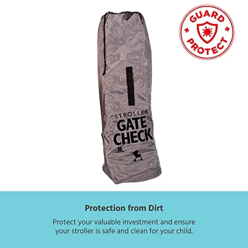 J.L. Childress DELUXE Gate Check Bag for Umbrella Strollers - Premium Heavy-Duty Durable Air Travel Bag, Adjustable Shoulder Strap - Fits Compact, Umbrella-Style Strollers, Grey