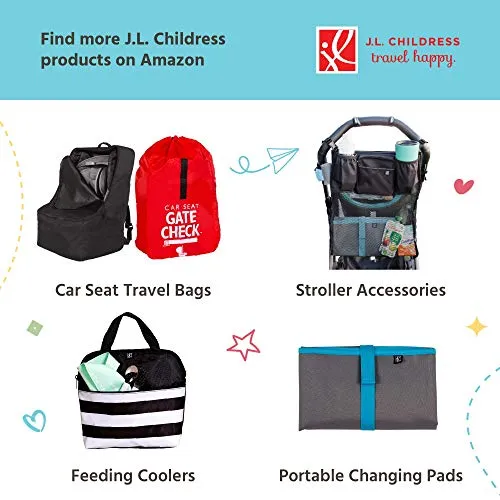 J.L. Childress DELUXE Gate Check Bag for Umbrella Strollers - Premium Heavy-Duty Durable Air Travel Bag, Adjustable Shoulder Strap - Fits Compact, Umbrella-Style Strollers, Grey
