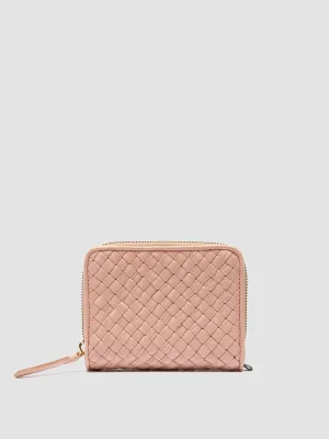 JULIET 102 - Rose Woven Leather Zip-Around Wallet