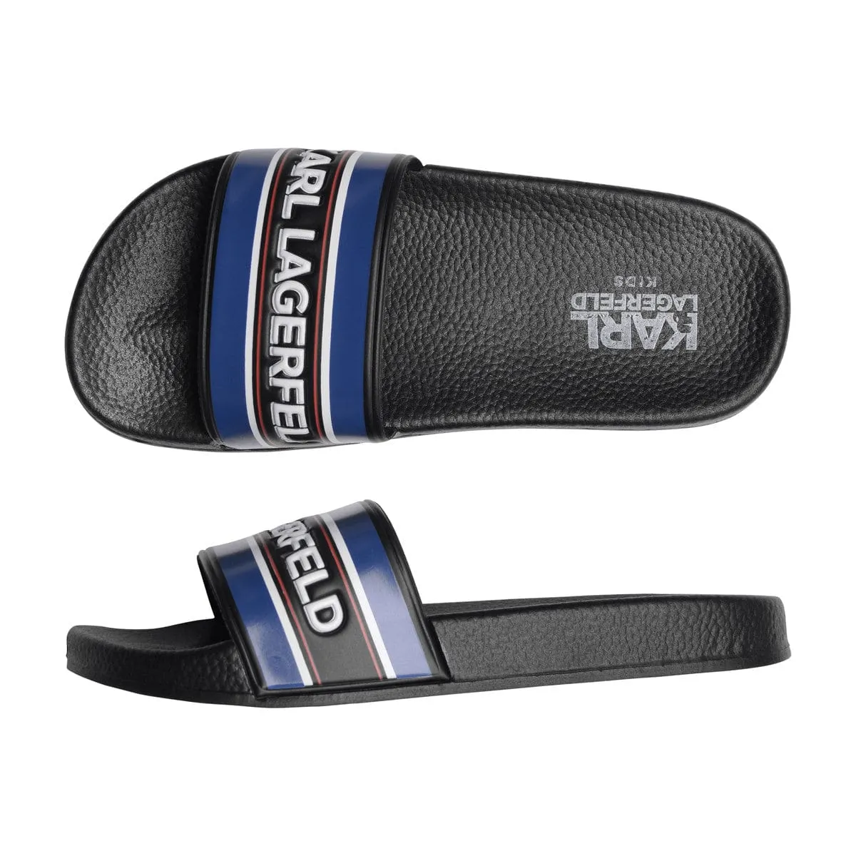 Karl Lagerfeld Boys & Blue Logo Print Sliders