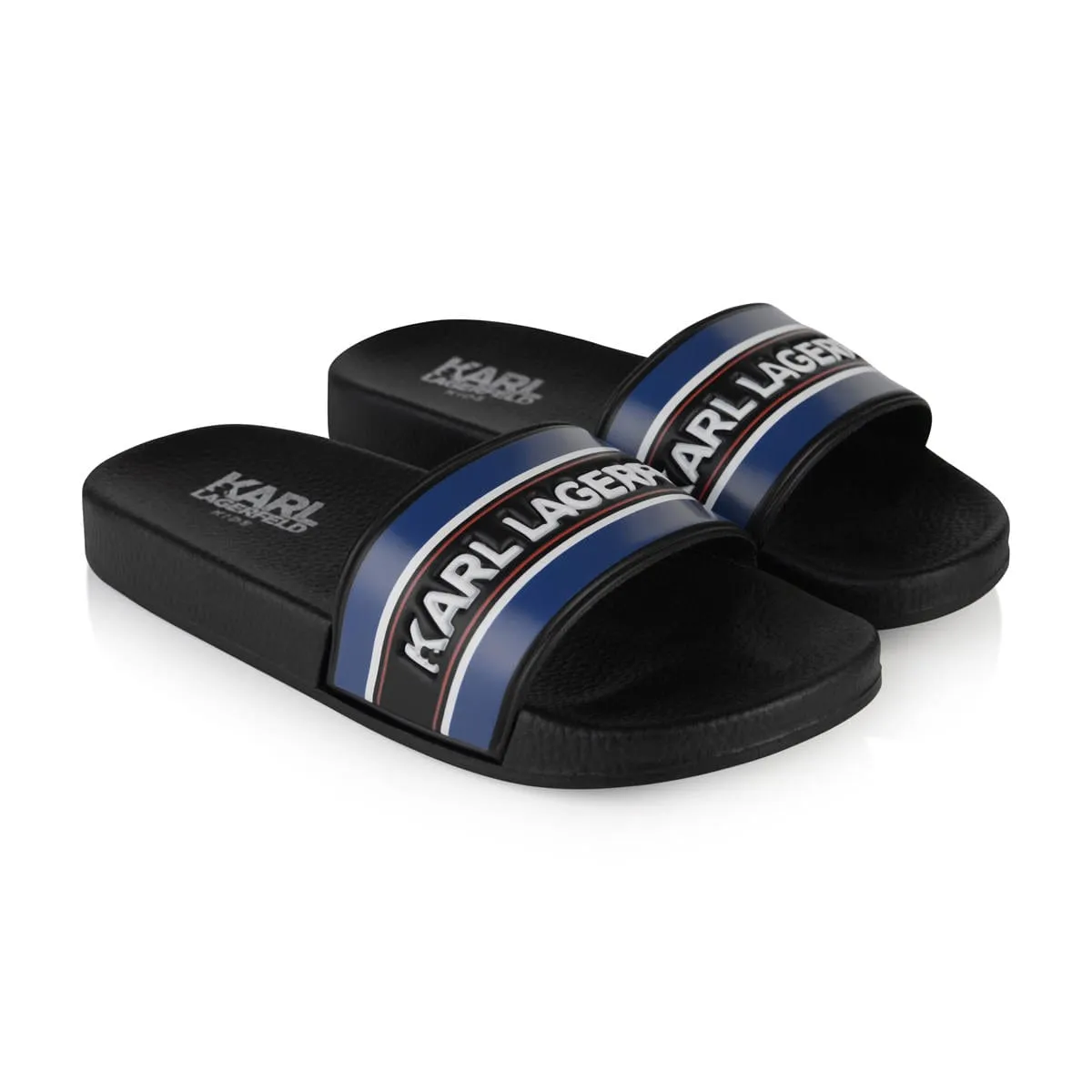 Karl Lagerfeld Boys & Blue Logo Print Sliders