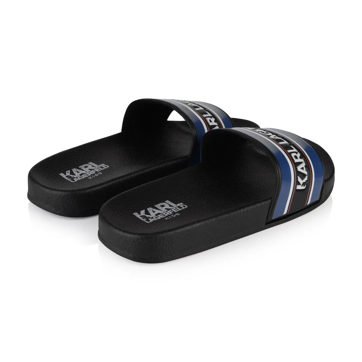 Karl Lagerfeld Boys & Blue Logo Print Sliders