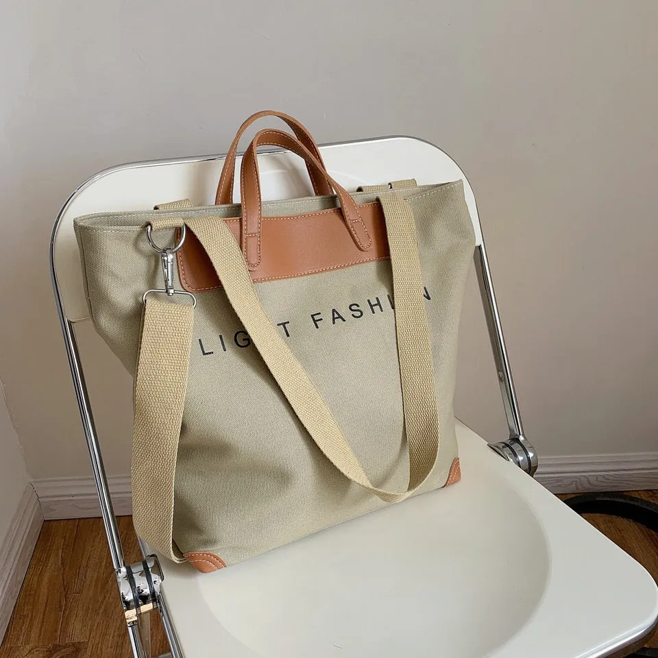 Khaki Handbag for Women 2021  Luxury Handbags Canvas Tote Lady Crossbody Shoulder Bag Shopper High Capacity Big Shopping Bags