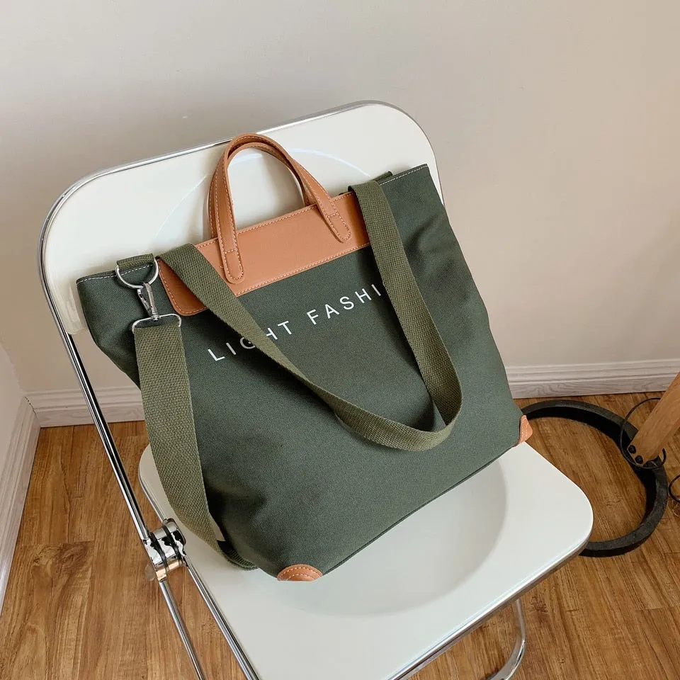 Khaki Handbag for Women 2021  Luxury Handbags Canvas Tote Lady Crossbody Shoulder Bag Shopper High Capacity Big Shopping Bags