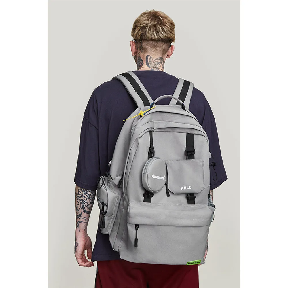 LARGE CAPACITY CASUAL BACKPACK WITH 2 DETACHABLE POUCHES