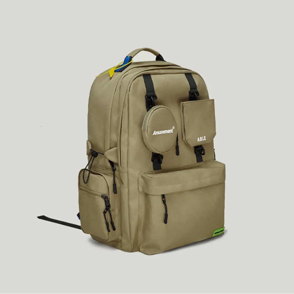 LARGE CAPACITY CASUAL BACKPACK WITH 2 DETACHABLE POUCHES