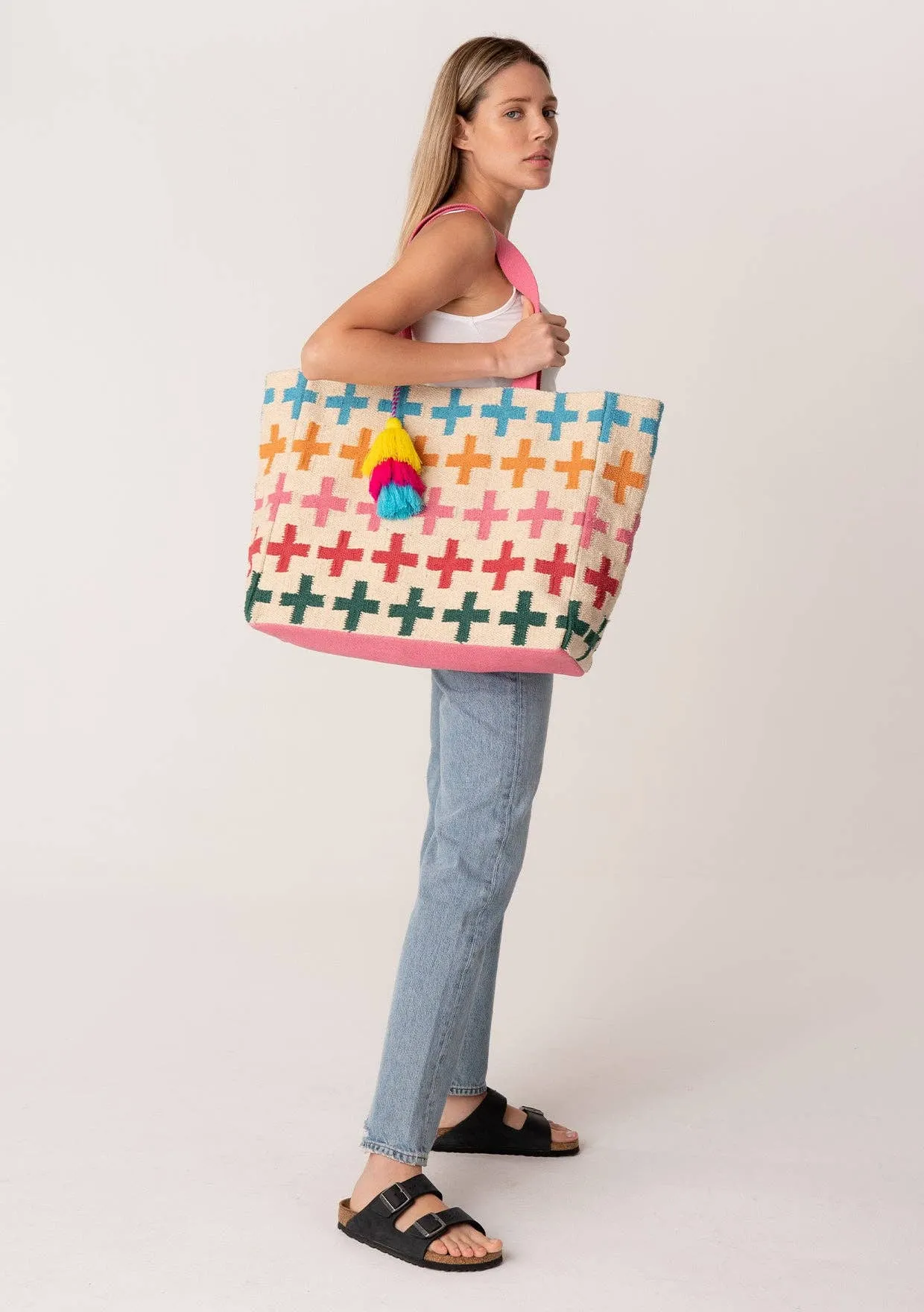 Large Multi Color Woven Carpet Tote Bag~ FINAL SALE