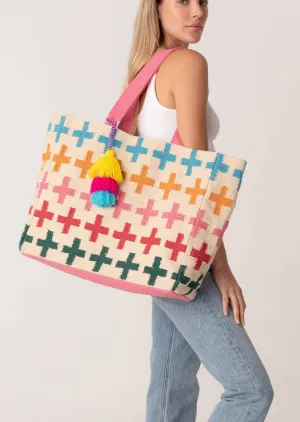 Large Multi Color Woven Carpet Tote Bag~ FINAL SALE