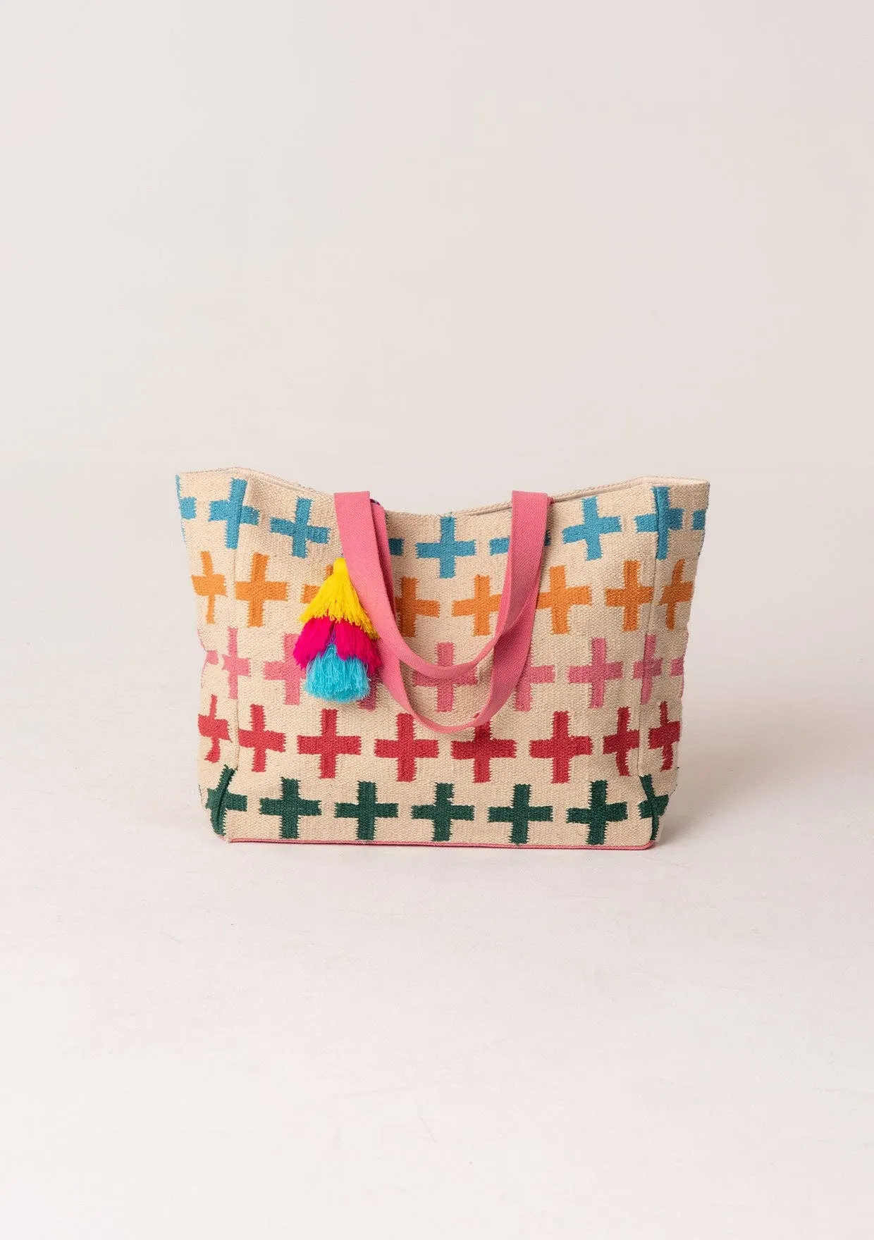 Large Multi Color Woven Carpet Tote Bag~ FINAL SALE