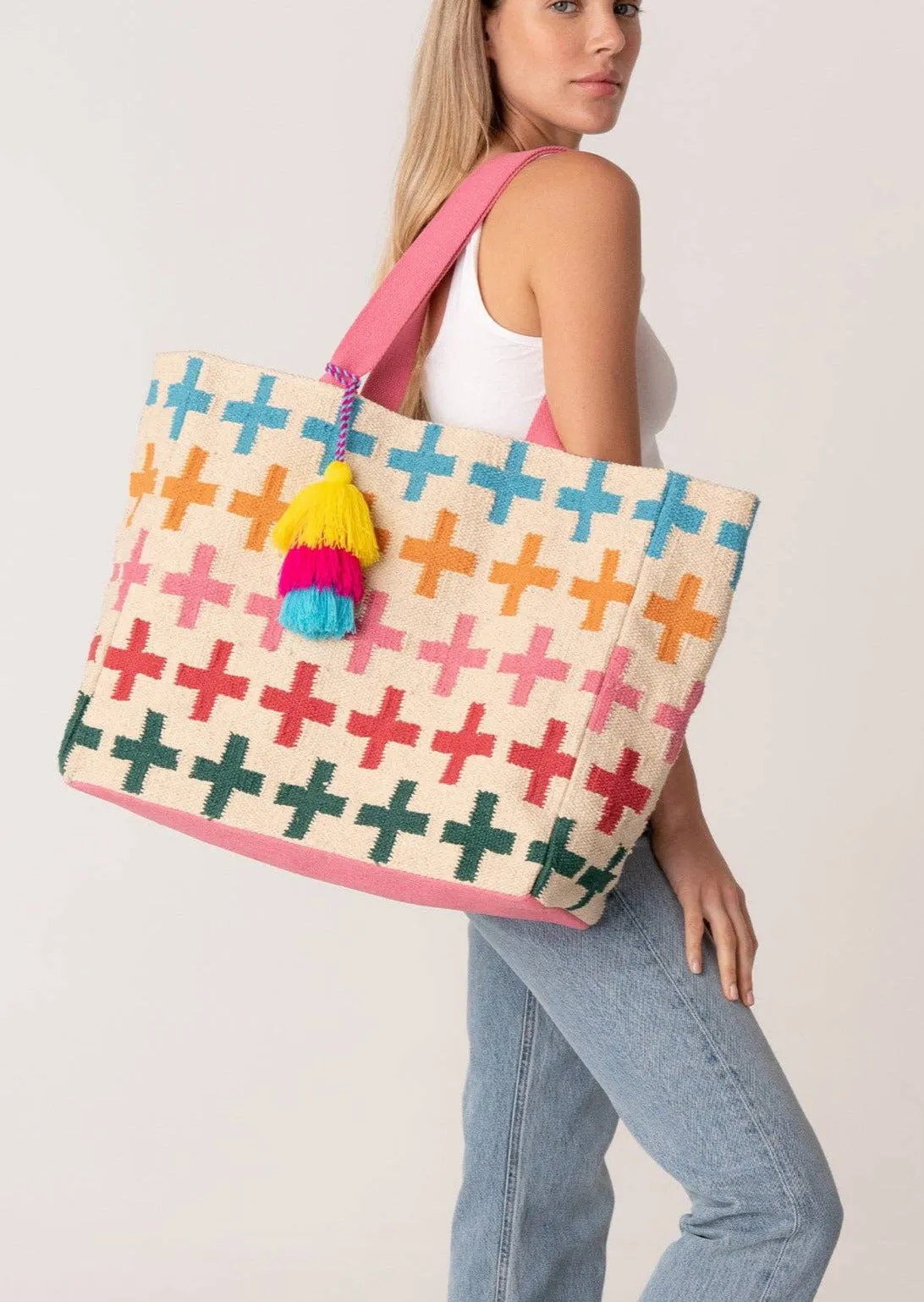 Large Multi Color Woven Carpet Tote Bag~ FINAL SALE