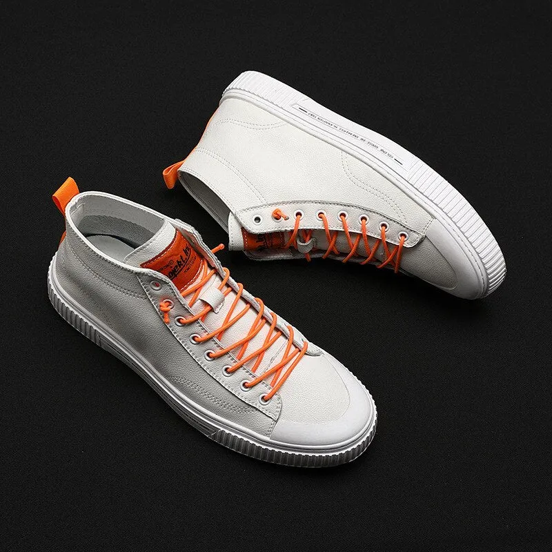 Large Size 38-48 High-Top Men's Split Leather Boots  Autumn New Breathable Sneakers Korean Fashion Men Casual Boots M1973