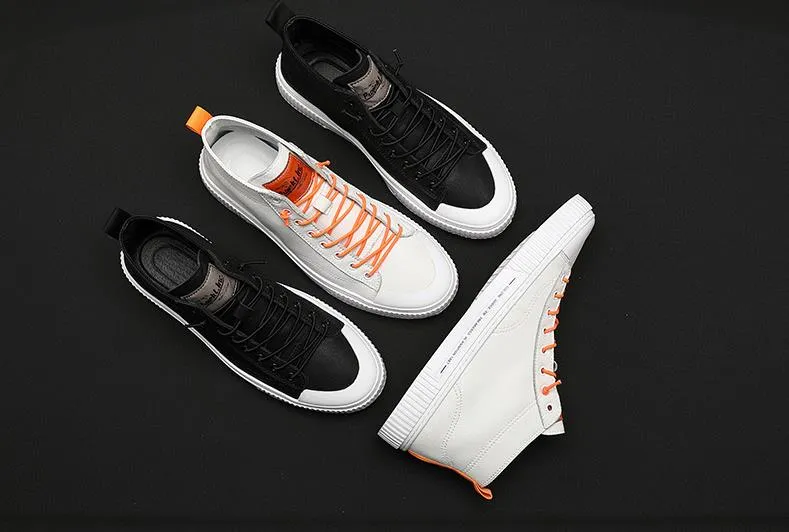 Large Size 38-48 High-Top Men's Split Leather Boots  Autumn New Breathable Sneakers Korean Fashion Men Casual Boots M1973