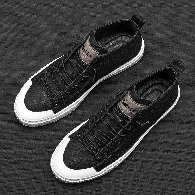 Large Size 38-48 High-Top Men's Split Leather Boots  Autumn New Breathable Sneakers Korean Fashion Men Casual Boots M1973