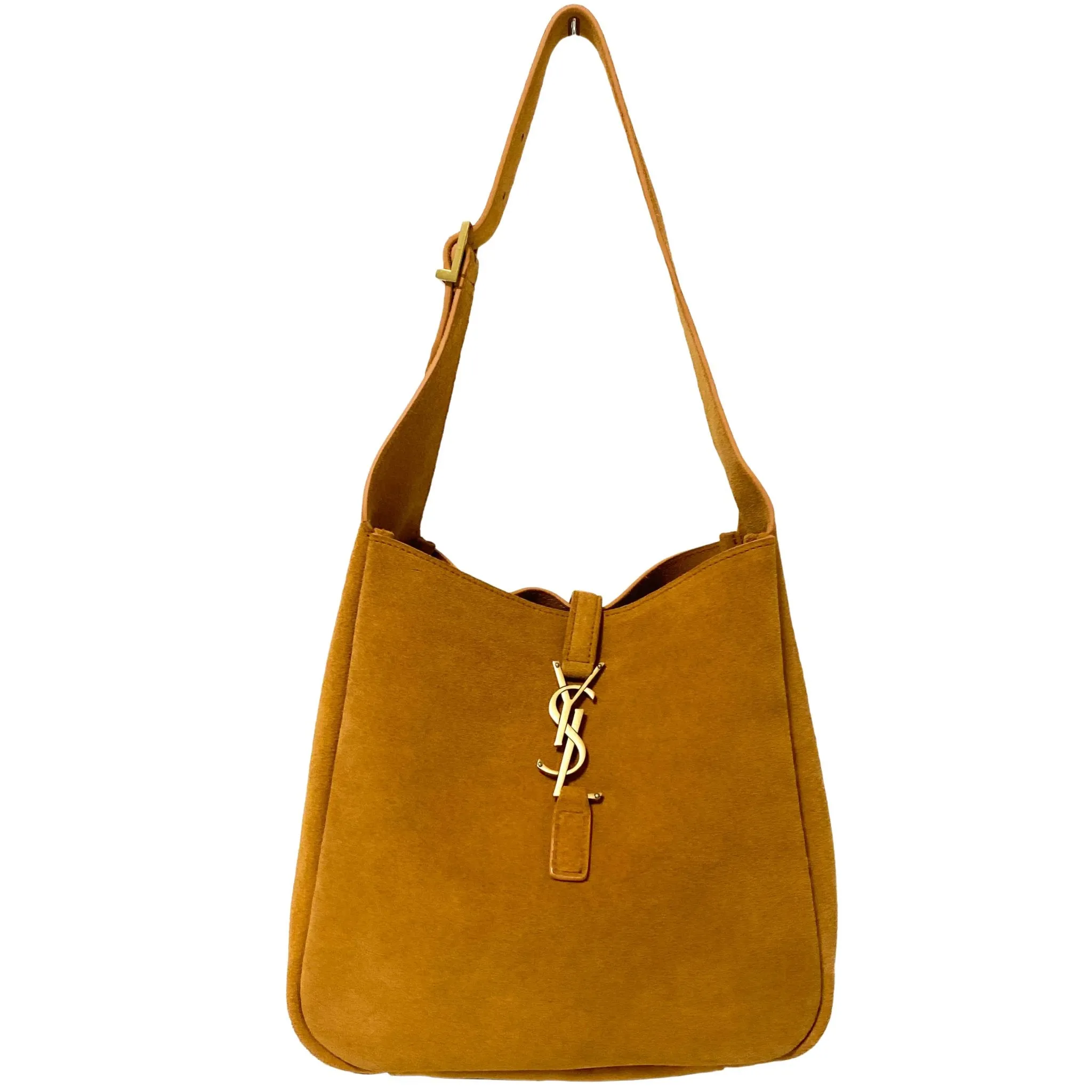 Le 5 à 7 Supple Small Suede Shoulder Bag Caramel Brown