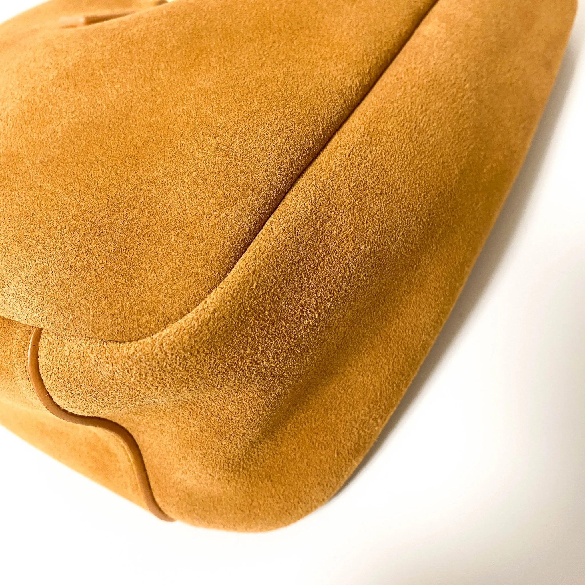 Le 5 à 7 Supple Small Suede Shoulder Bag Caramel Brown