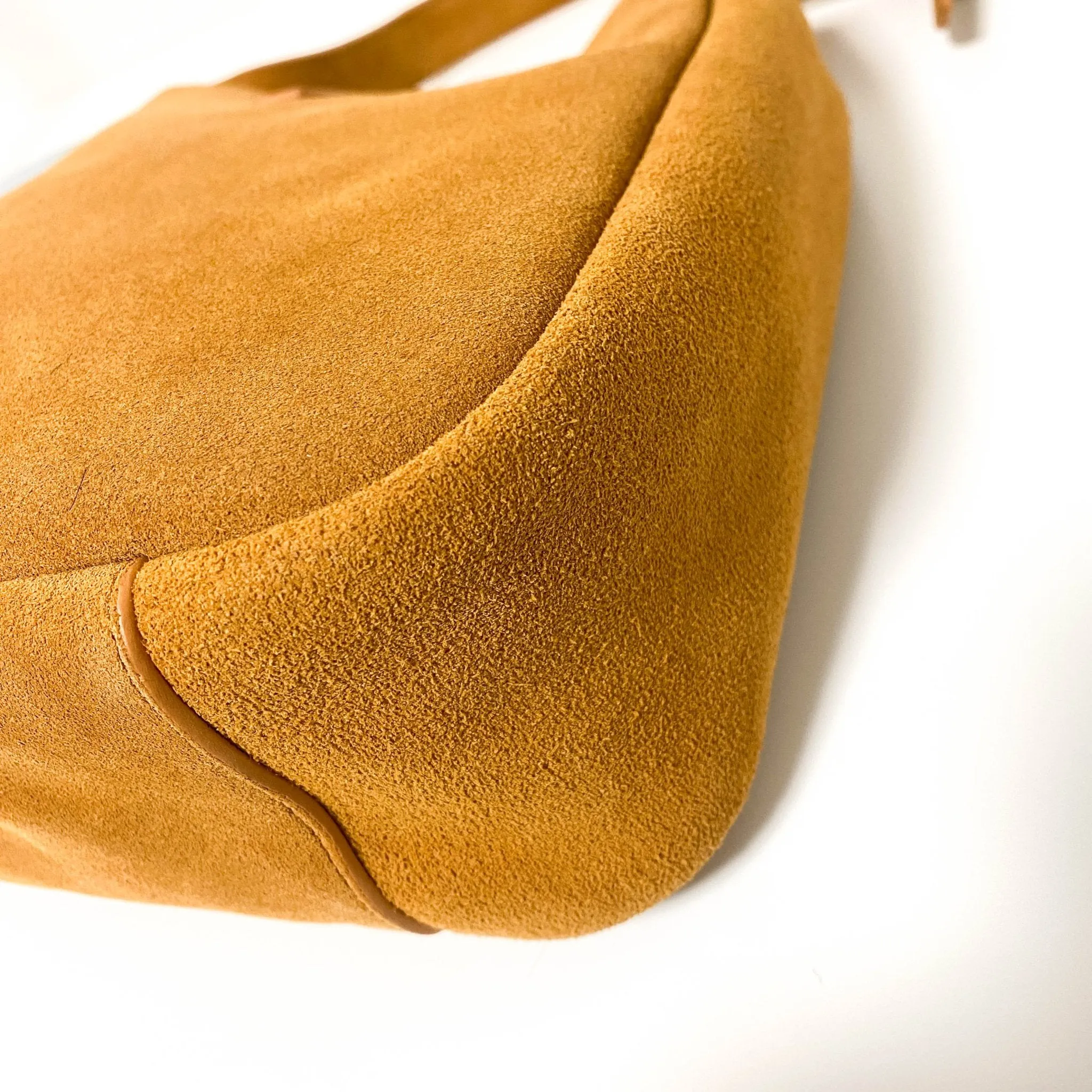 Le 5 à 7 Supple Small Suede Shoulder Bag Caramel Brown