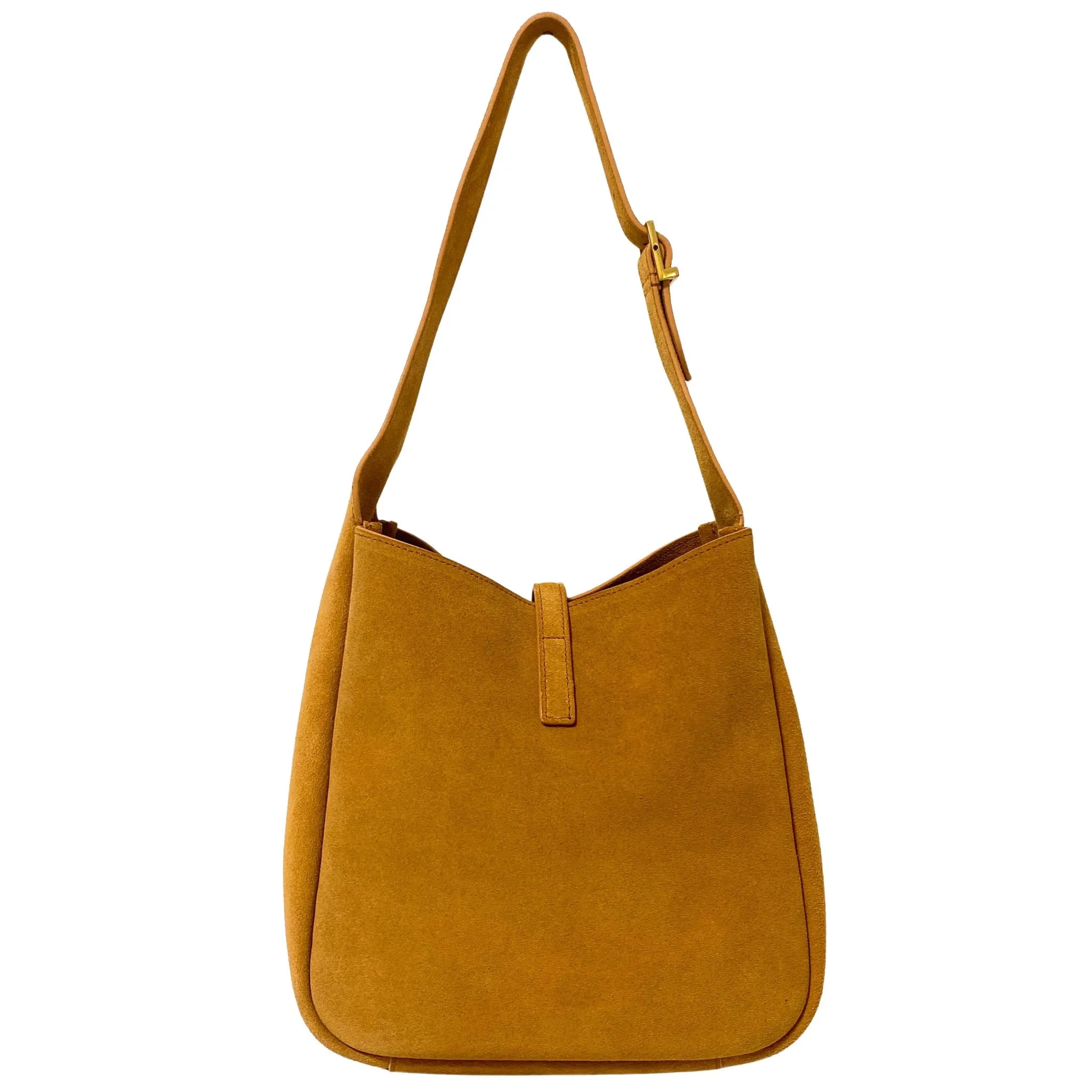 Le 5 à 7 Supple Small Suede Shoulder Bag Caramel Brown