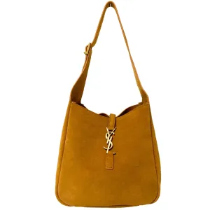 Le 5 à 7 Supple Small Suede Shoulder Bag Caramel Brown