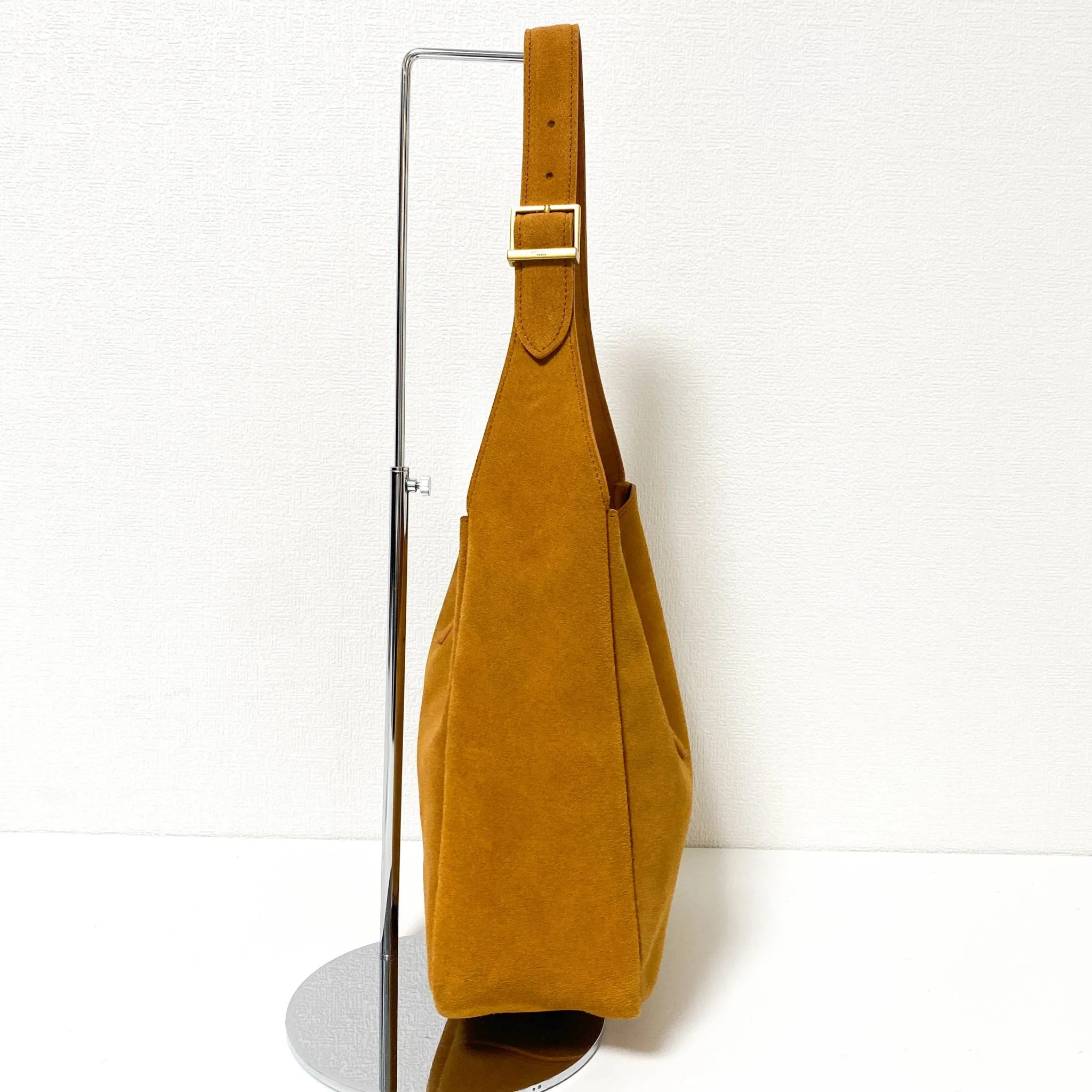 Le 5 à 7 Supple Small Suede Shoulder Bag Caramel Brown
