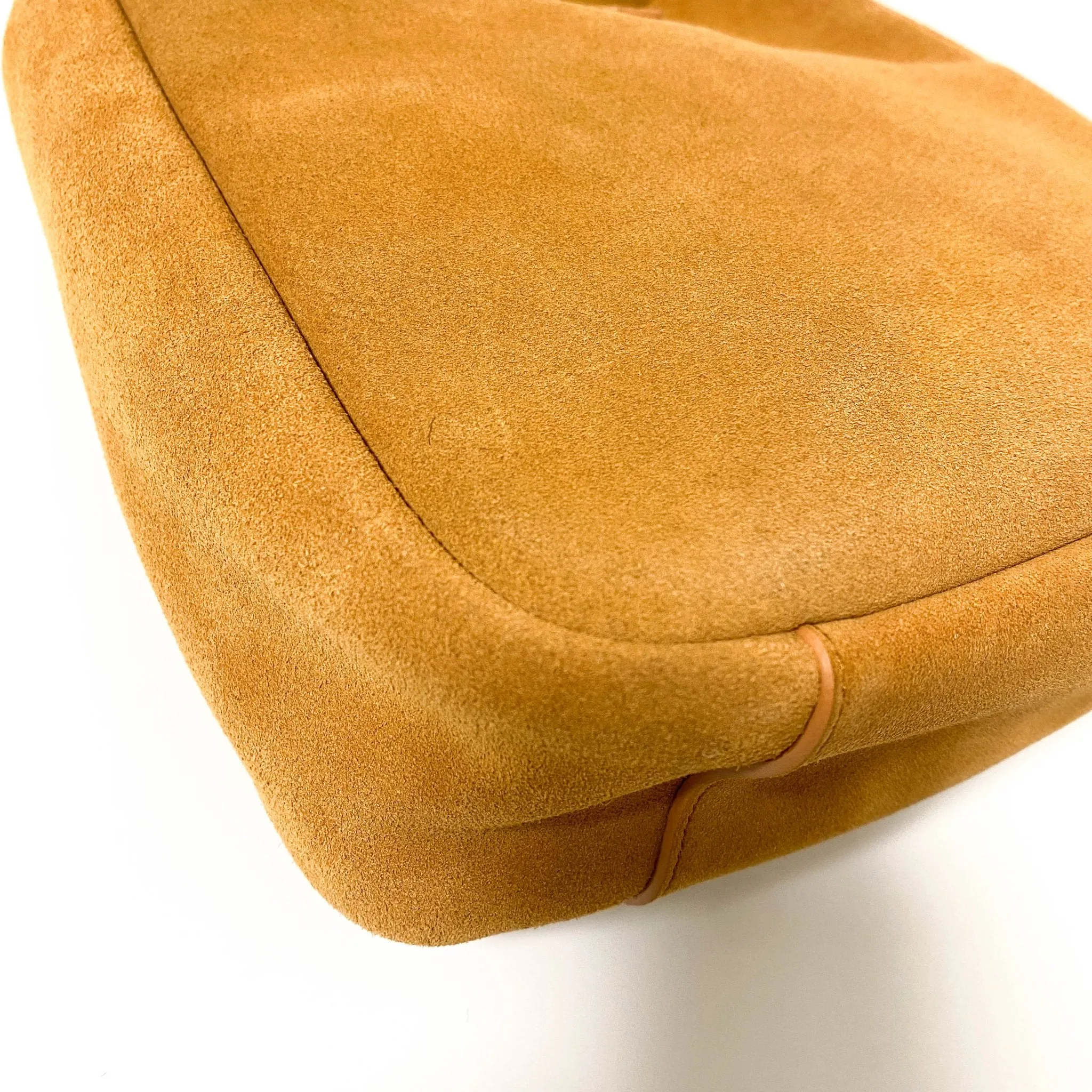 Le 5 à 7 Supple Small Suede Shoulder Bag Caramel Brown