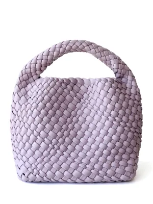 Leather Handmade Woven Top Handle Bucket Tote Bag Braided Open-top Basket Shoulder Bag