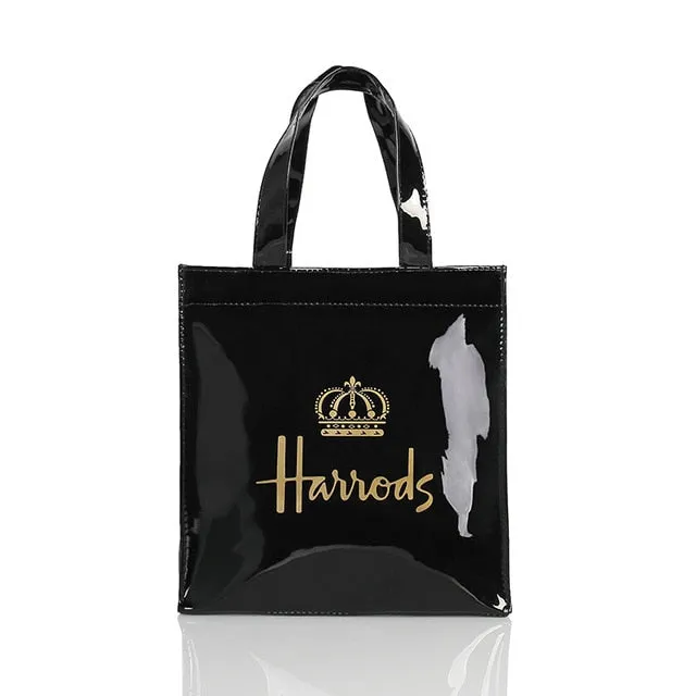 London Style PVC Reusable Shopping Bag Women's Bag Eco Friendly Small Signature Shopper Bag Waterproof Handbag Shoulder Bag