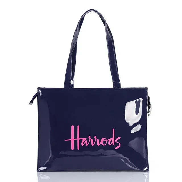 London Style PVC Reusable Shopping Bag Women's Bag Eco Friendly Small Signature Shopper Bag Waterproof Handbag Shoulder Bag