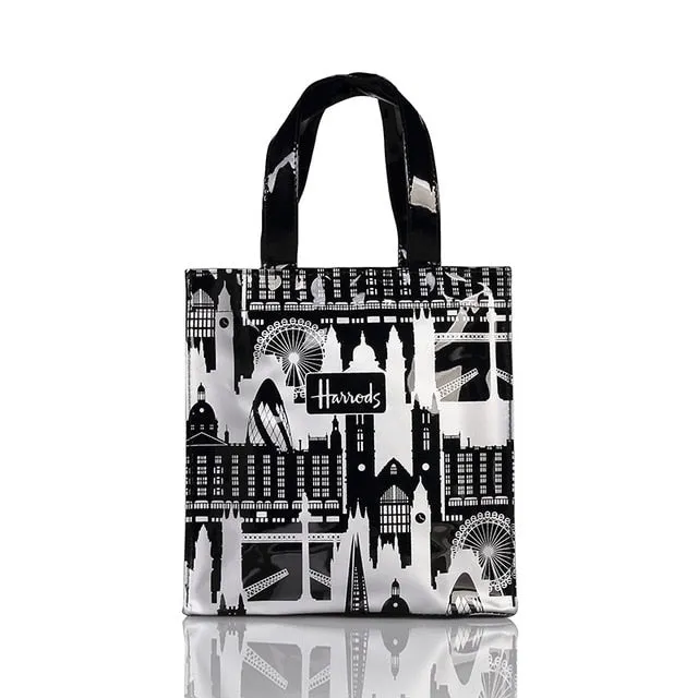 London Style PVC Reusable Shopping Bag Women's Bag Eco Friendly Small Signature Shopper Bag Waterproof Handbag Shoulder Bag