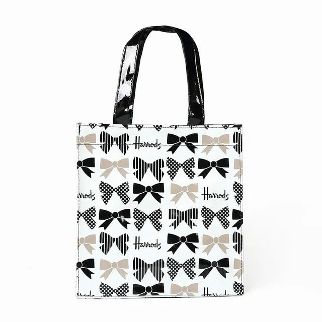 London Style PVC Reusable Shopping Bag Women's Bag Eco Friendly Small Signature Shopper Bag Waterproof Handbag Shoulder Bag