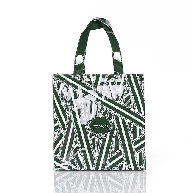 London Style PVC Reusable Shopping Bag Women's Bag Eco Friendly Small Signature Shopper Bag Waterproof Handbag Shoulder Bag