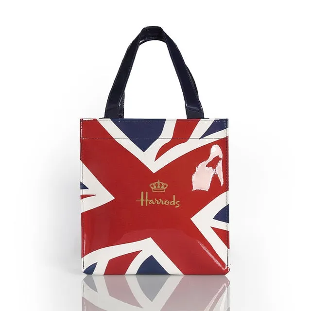 London Style PVC Reusable Shopping Bag Women's Bag Eco Friendly Small Signature Shopper Bag Waterproof Handbag Shoulder Bag