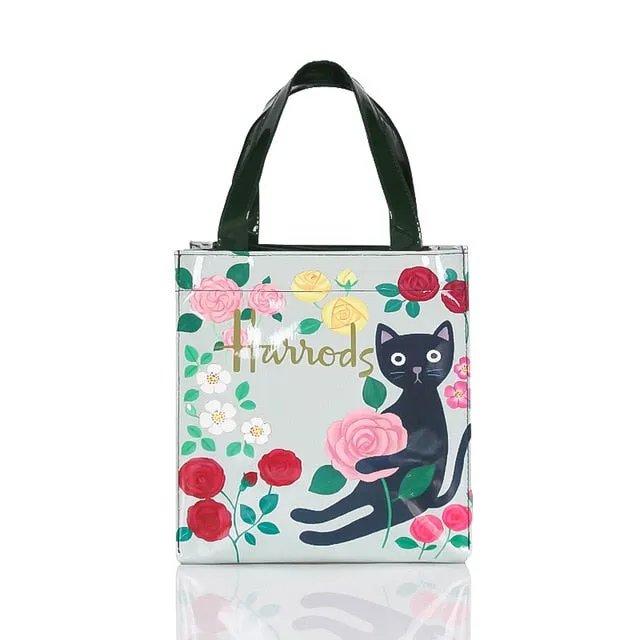 London Style PVC Reusable Shopping Bag Women's Bag Eco Friendly Small Signature Shopper Bag Waterproof Handbag Shoulder Bag