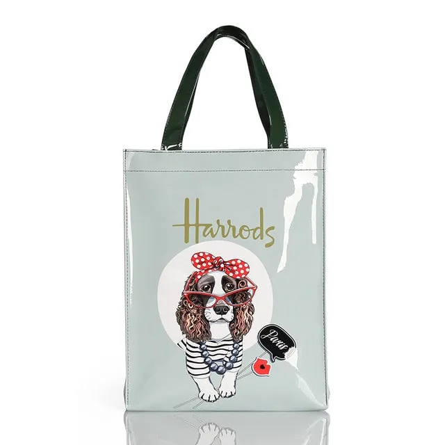 London Style PVC Reusable Shopping Bag Women's Bag Eco Friendly Small Signature Shopper Bag Waterproof Handbag Shoulder Bag