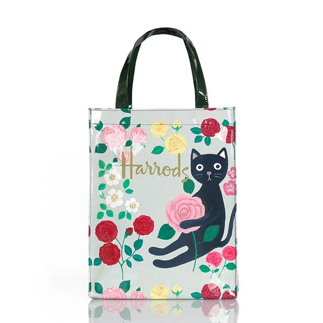 London Style PVC Reusable Shopping Bag Women's Bag Eco Friendly Small Signature Shopper Bag Waterproof Handbag Shoulder Bag